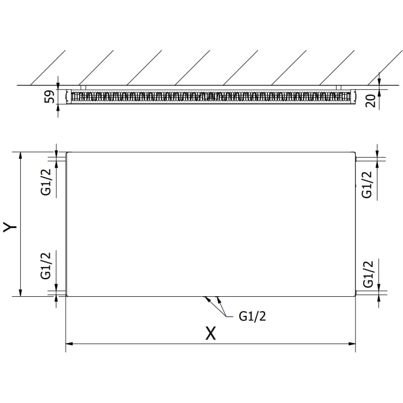 Mexen Flat CCF11 grzejnik płytowy 300 x 1800 mm, podłączenie dolne środkowe, 819 W, biały - W6C11F-030-180-00