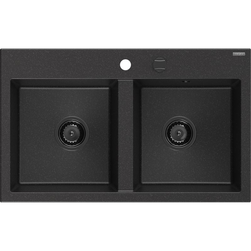 Mexen Hektor kahekambriline graniitvalamu 800 x 480 mm, must/hõbedane metallik, must sifoon - 6521802000-73-B