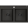 Mexen Hektor granitdiskho med två fack 800 x 480 mm, svart/guldmetallic, svart avloppssats - 6521802000-75-B