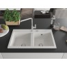 Mexen Hektor granitni sudoper s 2 komore, 800 x 480 mm, bijeli, sifon krom - 6521802000-20