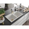 Mexen Hektor granitni sudoper s 2 komore 800 x 480 mm, bijeli, sifon zlatni - 6521802000-20-G