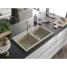 Mexen Hektor granite kitchen sink 2-bowl 800 x 480 mm, beige, chrome siphon - 6521802000-69
