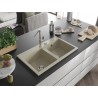 Mexen Hektor granitni sudoper s 2 komore, 800 x 480 mm, bež, kromirani sifon - 6521802000-69