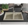 Mexen Hektor granite kitchen sink 2-bowl 800 x 480 mm, beige, chrome siphon - 6521802000-69