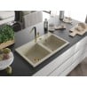 Mexen Hektor zlewozmywak granitowy 2-komorowy 800 x 480 mm, beżowy, syfon złoty - 6521802000-69-G