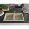 Mexen Hektor zlewozmywak granitowy 2-komorowy 800 x 480 mm, beżowy, syfon złoty - 6521802000-69-G