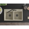 Mexen Hektor graniidist 2-kambriline valamiskraan 800 x 480 mm, beež, must sifoon - 6521802000-69-B