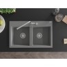 Mexen Hektor granitni sudoper s 2 komore 800 x 480 mm, siva, sifon krom - 6521802000-71