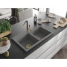 Mexen Hektor kahekambriline graniidist köögivalamu 800 x 480 mm, hall, kuldne sifoon - 6521802000-71-G