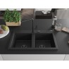 Mexen Hektor granitni sudoper s 2 komore, 800 x 480 mm, crni/srebrni metalik, crni sifon - 6521802000-73-B
