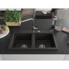 Mexen Hektor évier en granit à 2 compartiments 800 x 480 mm, noir/métallisé or, siphon chromé - 6521802000-75