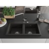 Mexen Hektor granitni sudoper s 2 komore 800 x 480 mm, crni/zlatni metalik, sifon krom - 6521802000-75