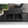Mexen Hektor graniidist 2-kauseline köögivalamu 800 x 480 mm, must/kuldmetallik, must sifoon - 6521802000-75-B