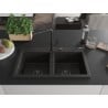 Mexen Hektor Granitspüle 2-Kammer 800 x 480 mm, schwarz/gold metallic, schwarzer Siphon - 6521802000-75-B