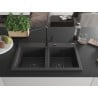 Mexen Hektor Granitspüle 2-Becken 800 x 480 mm, schwarz gesprenkelt, schwarzer Siphon - 6521802000-76-B