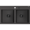 Mexen Hektor Granitspüle 2-Becken 800 x 480 mm, schwarz gesprenkelt, schwarzer Siphon - 6521802000-76-B