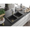 Mexen Hektor granitköögi kraanikauss, 2-kambriline, 800 x 480 mm, must täpiline, kuldne sifoon - 6521802000-76-G