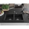 Mexen Hektor 2-kambriline graniidist valamu 800 x 480 mm, must, kroom-sifoon - 6521802000-77
