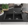 Mexen Hektor fregadero de granito de 2 senos 800 x 480 mm, negro, sifón cromo - 6521802000-77