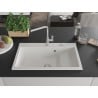 Mexen Omar fregadero de cocina de granito 1-cámara 800 x 480 mm, blanco, sifón cromado - 6520801005-20