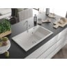 Mexen Omar Granitspüle 1,5 Becken 800 x 480 mm, weiß, Syphon Chrom - 6520801005-20