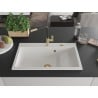 Mexen Omar évier de cuisine en granit 1 bac 800 x 480 mm, blanc, siphon doré - 6520801005-20-G