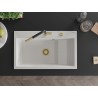 Mexen Omar graniitist köögivalamu, 1-kambriline, 800 x 480 mm, valge, kuldne sifoon - 6520801005-20-G