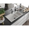 Mexen Omar Granitspüle 1-beckig 800 x 480 mm, weiß, schwarzer Siphon - 6520801005-20-B