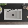 Mexen Omar évier en granit 1 bac 800 x 480 mm, blanc, siphon noir - 6520801005-20-B