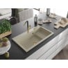Mexen Omar Granitspüle 1-Becken 800 x 480 mm, beige, goldener Siphon - 6520801005-69-G