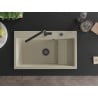 Mexen Omar granite sink 1-bowl 800 x 480 mm, beige, black siphon - 6520801005-69-B