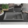 Mexen Omar fregadero de granito 1-cuenco 800 x 480 mm, gris, sifón cromado - 6520801005-71