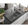 Mexen Omar granitni sudoper s jednom komorom 800 x 480 mm, sivi, sifon krom - 6520801005-71