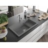 Mexen Omar Granitspüle 1-Becken 800 x 480 mm, grau, Siphon Chrom - 6520801005-71