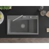 Mexen Omar fregadero de granito 1-cuenco 800 x 480 mm, gris, sifón cromado - 6520801005-71