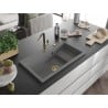 Mexen Omar granite kitchen sink 1-bowl 800 x 480 mm, grey, gold siphon - 6520801005-71-G
