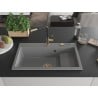Mexen Omar granite kitchen sink 1-bowl 800 x 480 mm, grey, gold siphon - 6520801005-71-G