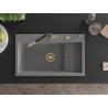Mexen Omar Granitspüle 1-beckig 800 x 480 mm, grau, Siphon gold - 6520801005-71-G