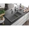 Mexen Omar 1-kambriline graniitvalamu 800 x 480 mm, hall, must sifoon - 6520801005-71-B