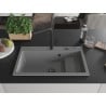 Mexen Omar 1-bowl granite sink 800 x 480 mm, grey, black siphon - 6520801005-71-B