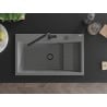 Mexen Omar 1-bowl granite sink 800 x 480 mm, grey, black siphon - 6520801005-71-B
