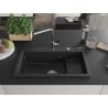 Mexen Omar granite sink 1-bowl 800 x 480 mm, black/silver metallic, chrome siphon - 6520801005-73