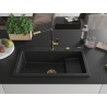 Mexen Omar graniit valamu 1-kaussiline 800 x 480 mm, must/hõbedane metallik, sifoon kuldne - 6520801005-73-G