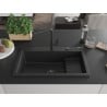 Mexen Omar granite sink 1-bowl 800 x 480 mm, black/silver metallic, black siphon - 6520801005-73-B