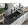 Mexen Omar Granitspüle 1-beckig 800 x 480 mm, schwarz/gold metallic, Syphon Chrom - 6520801005-75