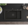 Mexen Omar fregadero de granito de 1 seno 800 x 480 mm, negro/dorado metálico, sifón negro - 6520801005-75-B