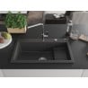 Mexen Omar Granitspüle 1-becken 800 x 480 mm, schwarz gesprenkelt, Siphon Chrom - 6520801005-76