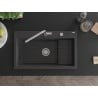Mexen Omar granite sink 1-bowl 800 x 480 mm, black speckled, chrome siphon - 6520801005-76