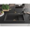 Mexen Omar granitni sudoper s jednom komorom 800 x 480 mm, crni s točkicama, zlatni sifon - 6520801005-76-G