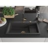 Mexen Omar Granitspüle 1-Becken 800 x 480 mm, schwarz gesprenkelt, goldener Siphon - 6520801005-76-G